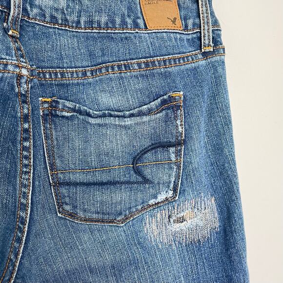 American Eagle Women's Size 10 Distressed Faded Patched Ripped Boho Skinny Jeans - Picture 9 of 9